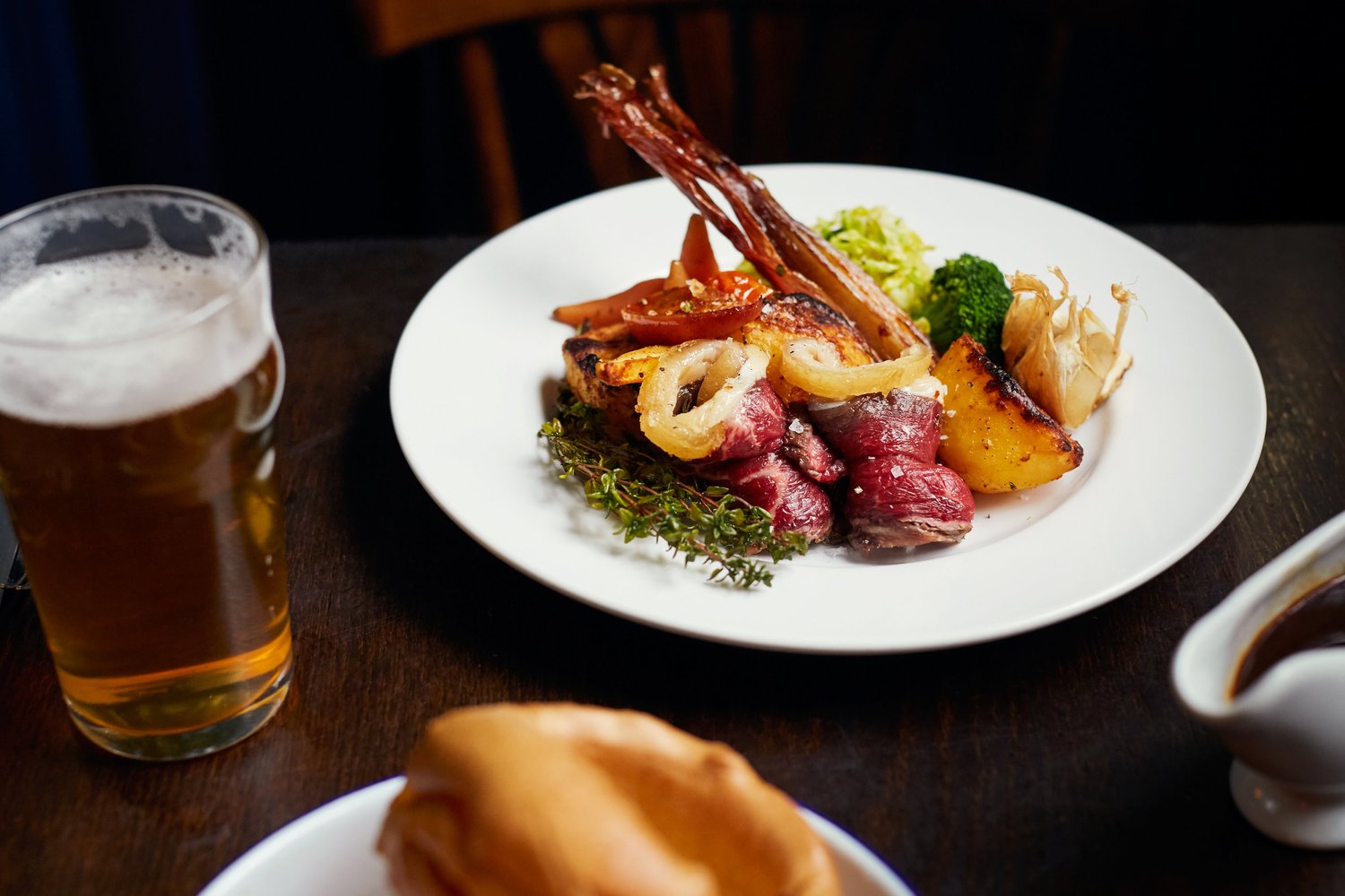 Aged sirloin with roast vegetables