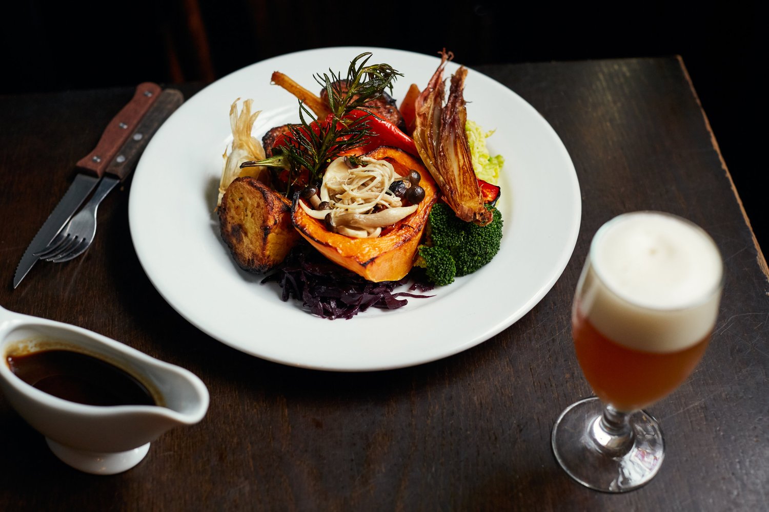 Roast squash and red cabbage